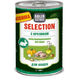 Solid Natura Selection влажный корм для взрослых кошек с кроликом, в консервах - 340 г х 6 шт
