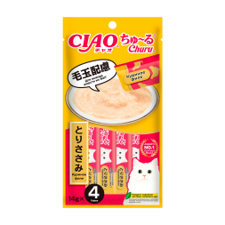 Inaba Ciao Churu лакомство-пюре для взрослых кошек для вывода шерсти из ЖКТ с куриным филе - 14 г х 4 шт