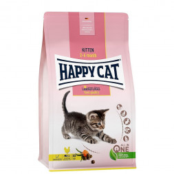 Happy Cat Kitten сухой корм для котят до 4 месяцев с домашней птицей - 1,3 кг