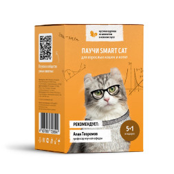 Smart Cat паучи для взрослых кошек и котят кусочки с курицей и шпинатом кусочки в соусе набор - 85 г х 5+1 шт