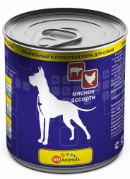VitAnimals влажный корм для взрослых собак Мясное ассорти, в консервах - 750 г х 12 шт