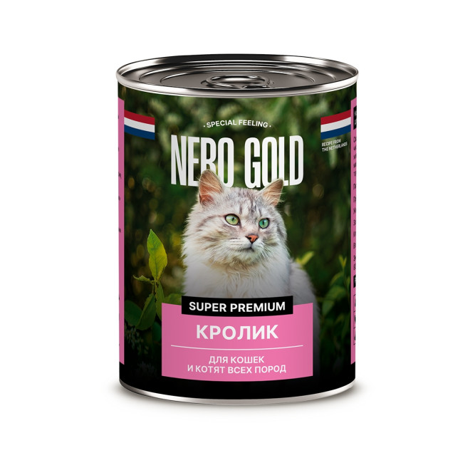 Nero Gold консервы для взрослых кошек и котят с кроликом - 415 г х 12 шт