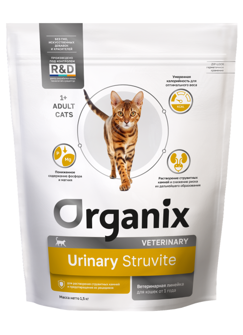 Organix Urinary Struvite сухой корм для взрослых кошек для растворения струвитных камней и предотвращения их рецидивов - 1,5 кг