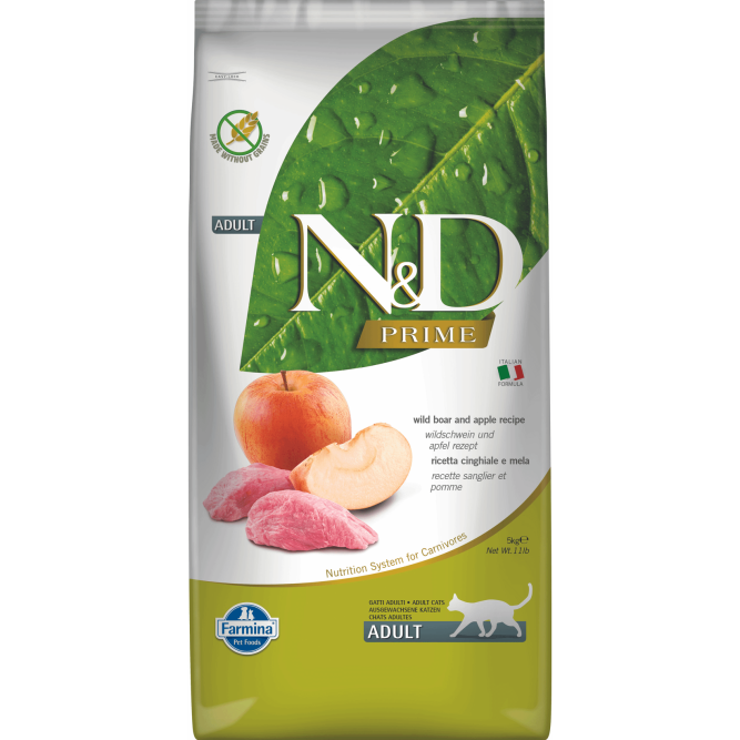 Farmina N&amp;D Prime Cat Boar &amp; Apple Adult сухой беззерновой корм для взрослых кошек с кабаном и яблоком - 5 кг