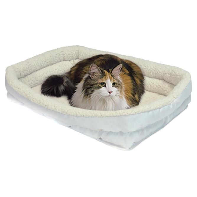 Лежанка MidWest Double Bolster для собак и кошек флисовая с двойным бортом 44х29 см, белая