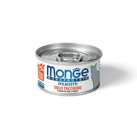 Monge Cat Monoprotein влажный корм для взрослых кошек с индейкой в консервах 80 г (24 шт в уп)