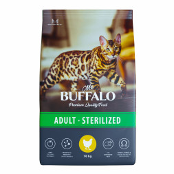 Mr.Buffalo Castrated полнорационный сухой корм для взрослых стерилизованных котов и кошек с курицей - 10 кг