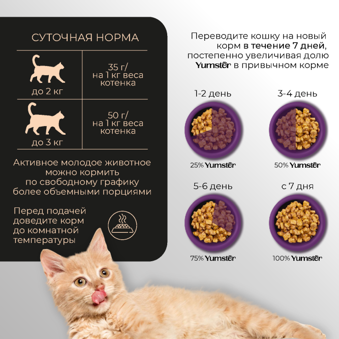 Yumster влажный корм для котят с рыбой в соусе, в паучах - 85 г х 12 шт