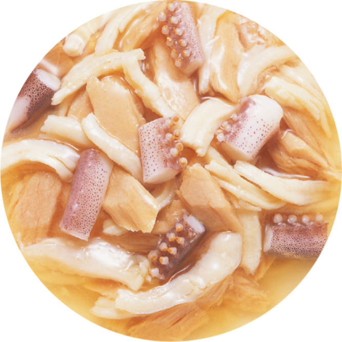 Inaba Ciao Toromi влажный дополнительный корм для взрослых кошек с куриным филе, тунцом Магуро и кальмаром в бульоне, в консервах - 80 г х 24 шт