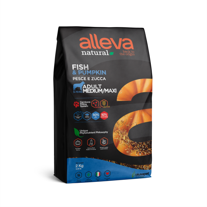 Alleva Natural Adult Fish &amp; Pumpkin Medium/Maxi сухой корм для взрослых собак средних и крупных пород с рыбой и тыквой 2 кг
