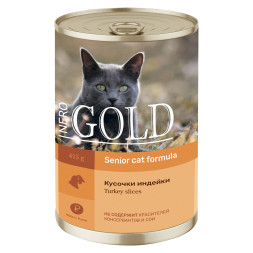 Nero Gold консервы для пожилых кошек с индейкой, кусочки - 415 г х 12 шт