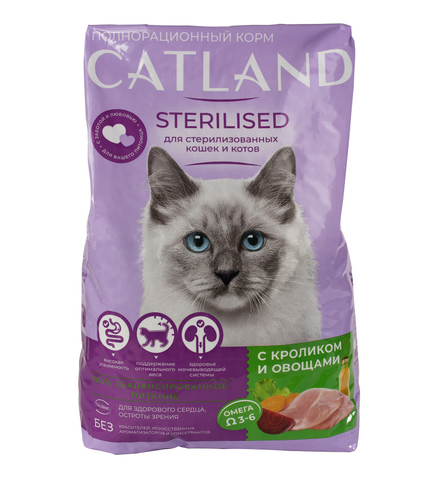 Catland сухой корм для стерилизованных кошек с кроликом и овощами - 350 ...
