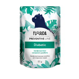 Florida Preventive Line Diabetic влажный диетический корм для взрослых кошек, профилактика сахарного диабета, в паучах - 85 г х 14 шт