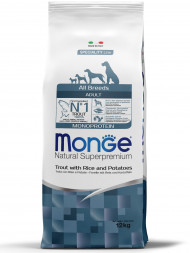 Monge Dog Monoprotein сухой корм для взрослых собак всех пород с форелью, рисом и картофелем 12 кг