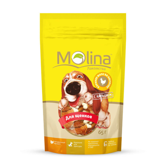 Molina Лакомство для щенков Куриное филе на косточке 65 г