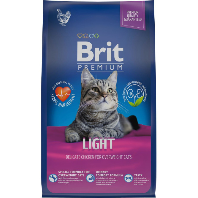 Брит Премиум Cat Light сухой корм для кошек с избыточным весом с курицей - 800 г
