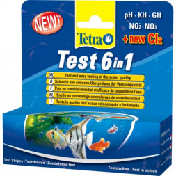 Tetra Test 6 в 1 полоски для пресной воды GH/KH/NO2/NO3/pH/Cl