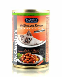 Dr.Clauder`s влажный корм для взрослых кошек с домашней птицей и морковью, в консервах - 415 г х 12 шт