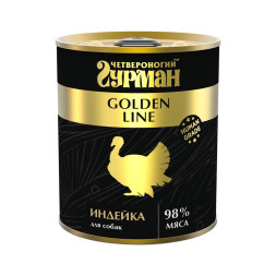 Четвероногий Гурман Golden line консервированный корм с индейкой натуральной в желе для взрослых собак - 340 г (12 шт)