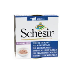 Schesir Cat Adult влажный корм для взрослых кошек с тунцом в собственном соку и снетками в консервах - 85 г х 14 шт