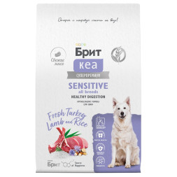 Брит Кеа Dog Adult Sensitive Healthy Digestion сухой корм для собак всех пород с чувствительным пищеварением, с индейкой и ягненком - 12 кг
