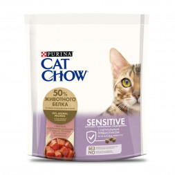 Purina Cat Chow Adult Sensitive сухой корм для кошек с чувствительным пищеварением с лососем и домашней птицей - 400 г
