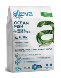Alleva Holistic Puppy/Junior Ocean Fish Medium сухой корм для щенков средних пород с океанической рыбой, коноплей и алое вера 800 г