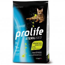 Prolife Sterilised Grain Free беззерновой сухой корм для кошек кастрированных и стерилизованных с перепелкой и картофелем - 1,5 кг