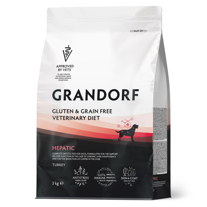 Grandorf Veterinary Diet Dog Hepatic сухой диетический корм для собак при хронической печеночной недостаточности - 3 кг