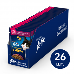 Паучи Felix Sensations в желе для взрослых кошек с уткой - 85 г х 26 шт
