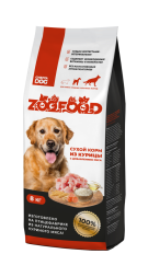 ZOOFOOD полнорационный сухой корм для взрослых собак средних и крупных пород с курицей - 8 кг