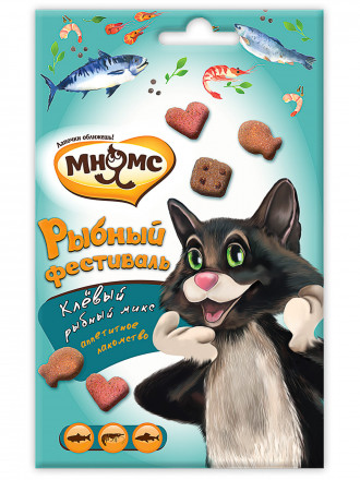 Мнямс Рыбный фестиваль (лосось, креветки, форель) для кошек - 50 г