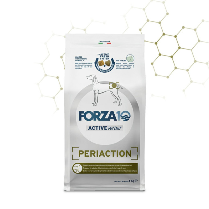 Forza10 Active Vet Diet Periaction сухой корм для взрослых собак всех пород при воспалении параанальных желез, вызванном пищевой аллергией и непереносимостью - 4 кг