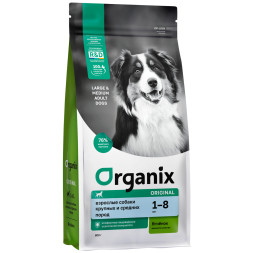 Organix сухой корм для взрослых собак средних и крупных пород, с ягненком, фруктами и овощами - 800 г