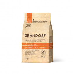 Grandorf turkey &amp; Rice Adult Sterilised сухой корм для стерелизованных кошек, индейка с рисом - 400 г