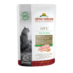 Almo Nature Classic Raw Pack Adult Cat Chicken Fillet with Ham паучи с 75% мяса (куриное филе с ветчиной) для взрослых кошек - 55 г х 24 шт