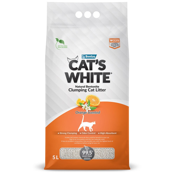 Cat's White Orange наполнитель комкующийся для кошачьего туалета с ароматом апельсина - 5 л