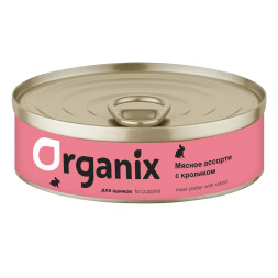 Organix консервы для щенков с мясным ассорти и кроликом - 100 г x 24 шт