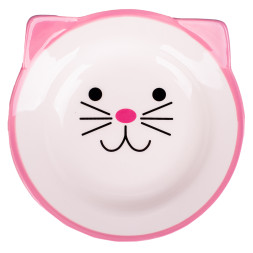 Mr.Kranch миска керамическая для кошек Мордочка кошки, 150 мл, розовая