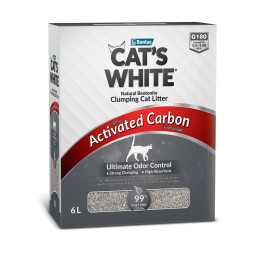 Cat's White BOX Activated Carbon комкуюйщися наполнитель с активированным углем для кошачьего туалета, бентонитовый - 5,1 кг (6 л)