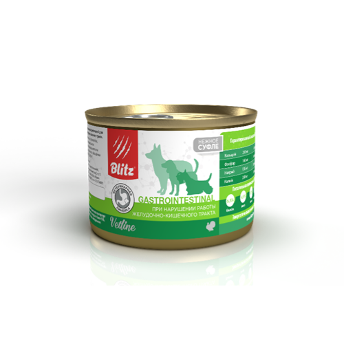 Blitz Gastrointestinal влажный диетический корм для собак при нарушении работы желудочно-кишечного тракта, в консервах - 200 г х 12 шт