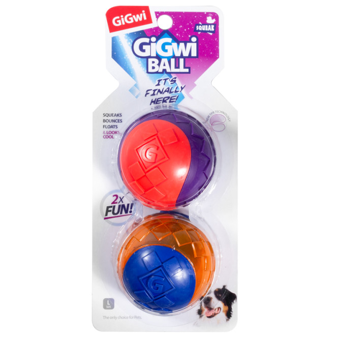 GiGwi BALL игрушка для собак Два мяча с пищалкой, 8 см