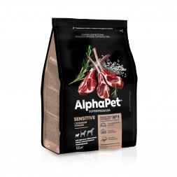 AlphaPet Superpremium сухой полнорационный корм для взрослых собак мелких пород с чувствительным пищеварением с ягненком и рисом - 500 г