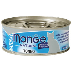 Monge Cat Natural влажный корм для взрослых кошек с атлантическим тунцом в консервах 80 г (24 шт в уп)