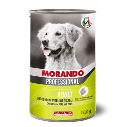 Morando Professional консервированный корм для собак кусочки с телятиной и горошком, в консервах - 1,25 кг х 12 шт