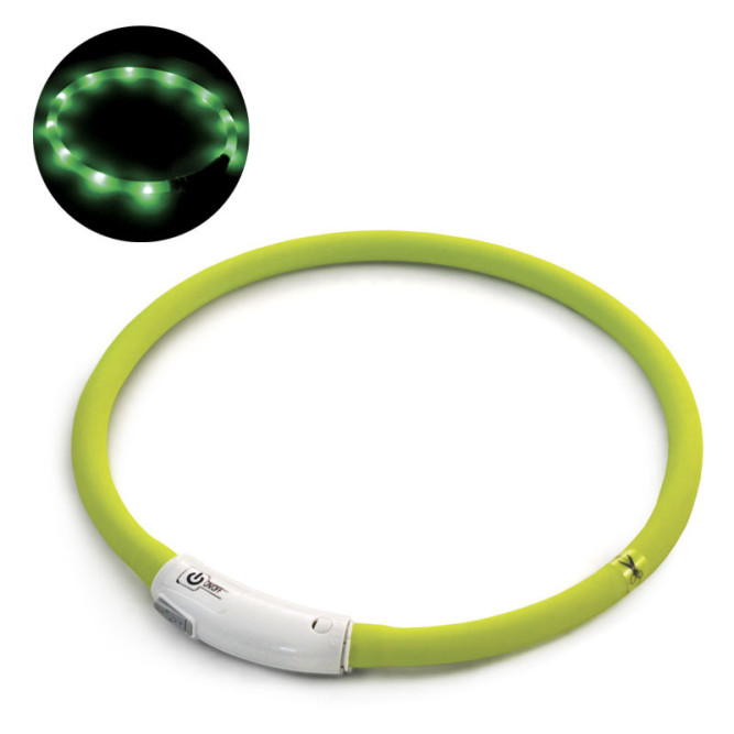 Triol Night City S ошейник светодиодный "Шнурок", салатовый, 10х500 мм