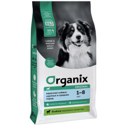 Organix сухой корм для взрослых собак средних и крупных пород, с ягненком, фруктами и овощами - 18 кг