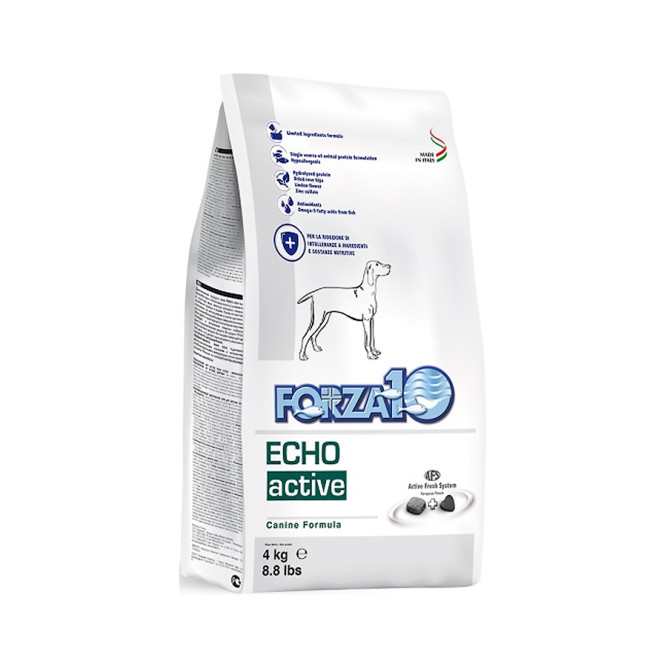 Forza10 Active Vet Diet Echo сухой корм для собак всех пород при заболеваниях слуховых органов, вызванных пищевой аллергией и непереносимостью - 4 кг
