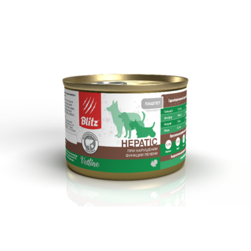 Blitz Hepatic влажный диетический корм для собак при нарушении функции печени, в консервах - 200 г х 12 шт