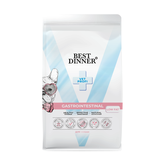 Best Dinner Vet Profi Gastrointestinal Low Fat сухой диетический корм для взрослых собак всех пород при нарушениях пищеварения и недостаточности поджелудочной железы - 2 кг